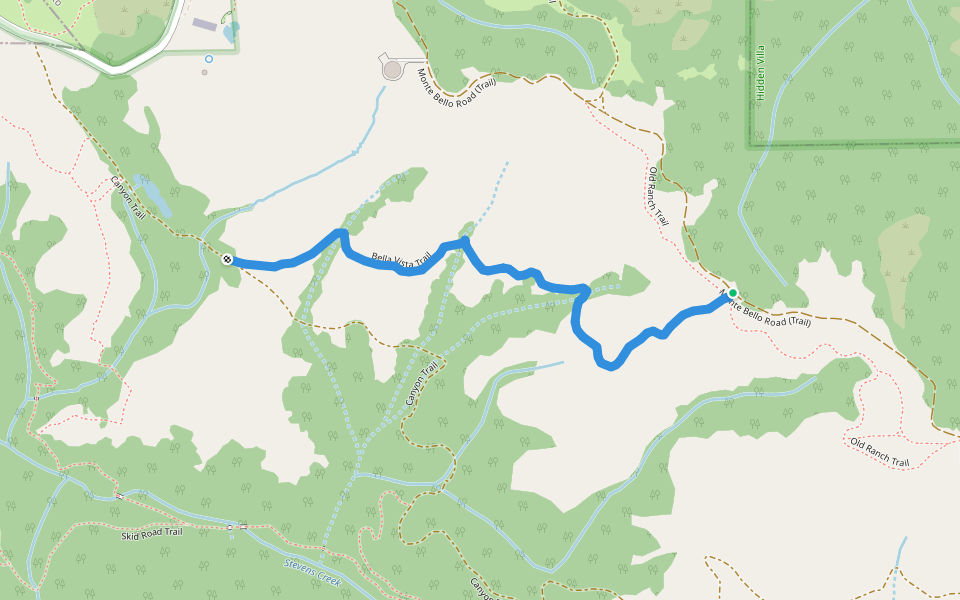 Bella Vista Trail walking route map in Los Altos