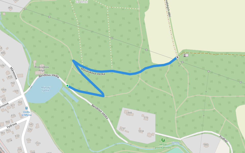 Masarykova stezka walking route map in Úvaly