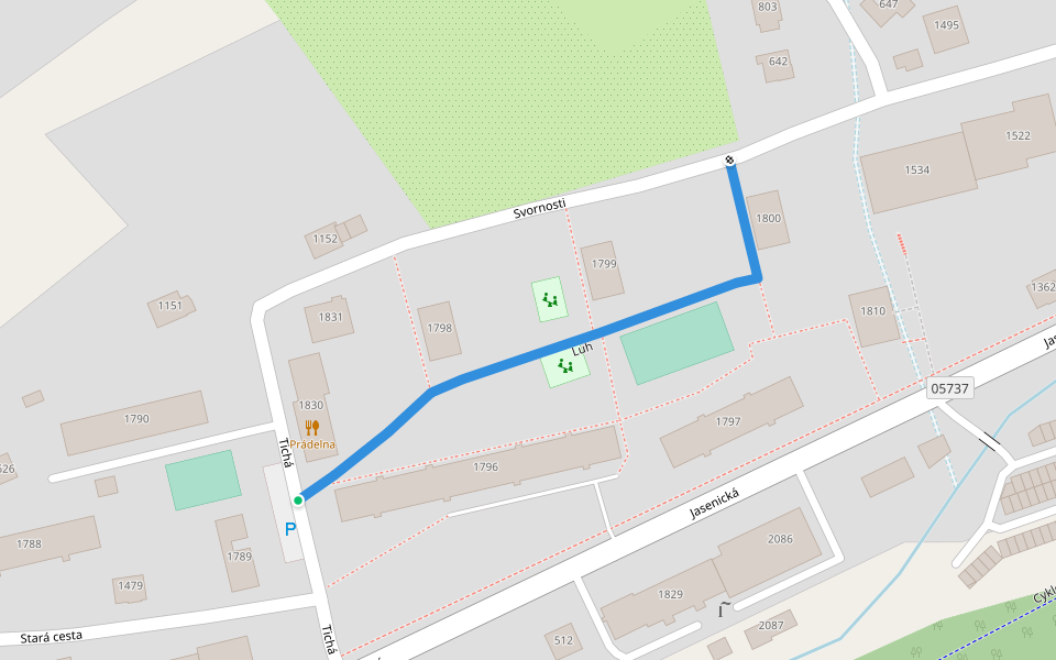 Luh walking route map in Vsetin