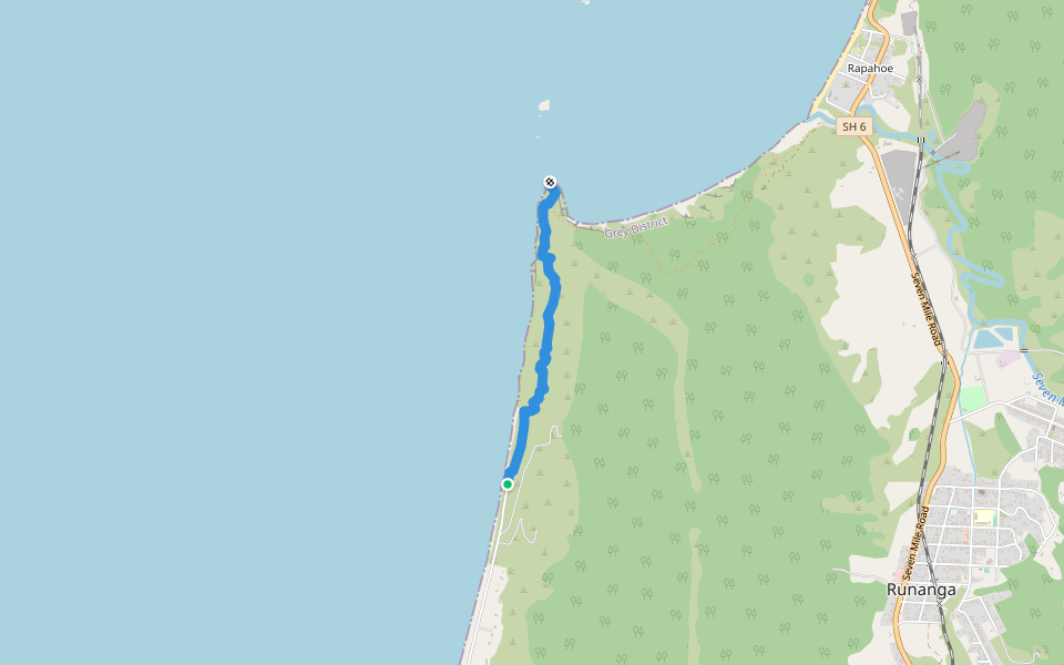 Point Elizabeth Walkway walking route map in Greymouth