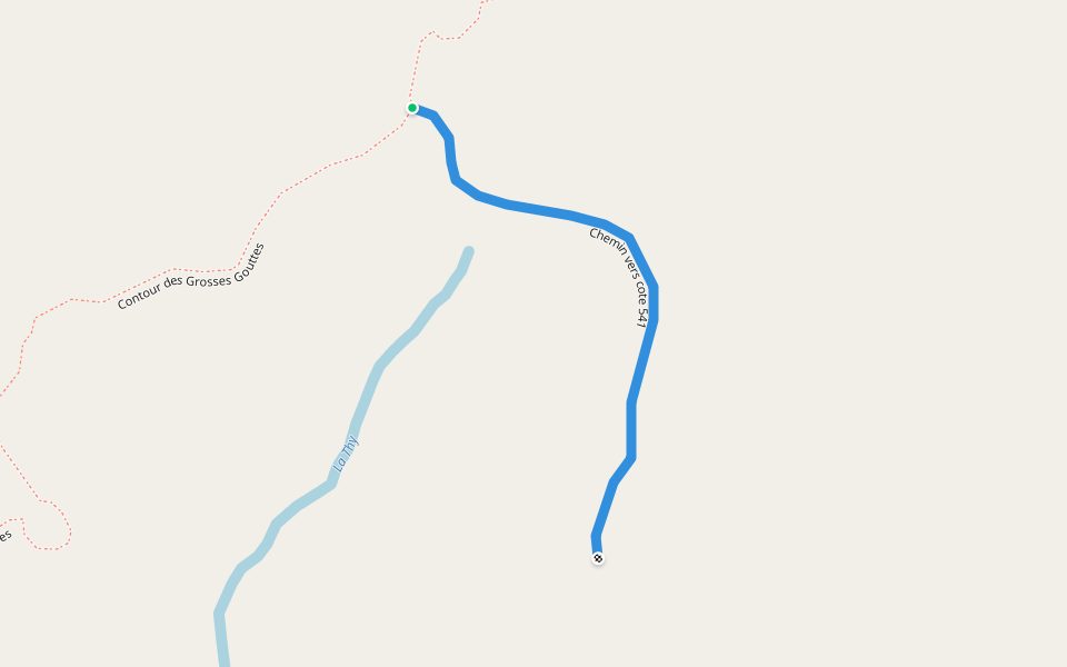 Chemin vers cote 541 walking route map in Dumbéa