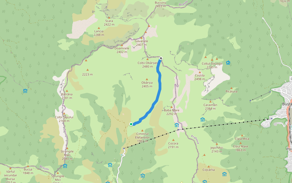 Valea Șugărilor walking route map in Bușteni