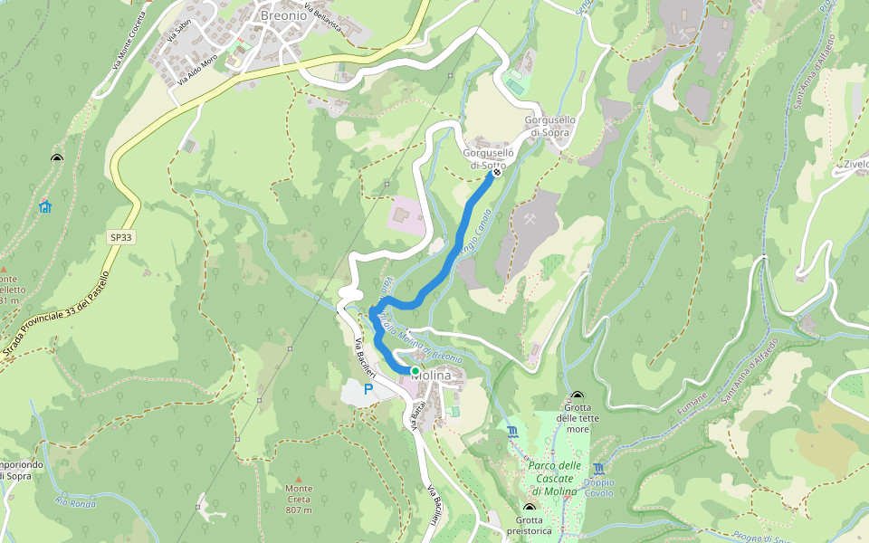 Sentiero Rosso walking route map in Molina