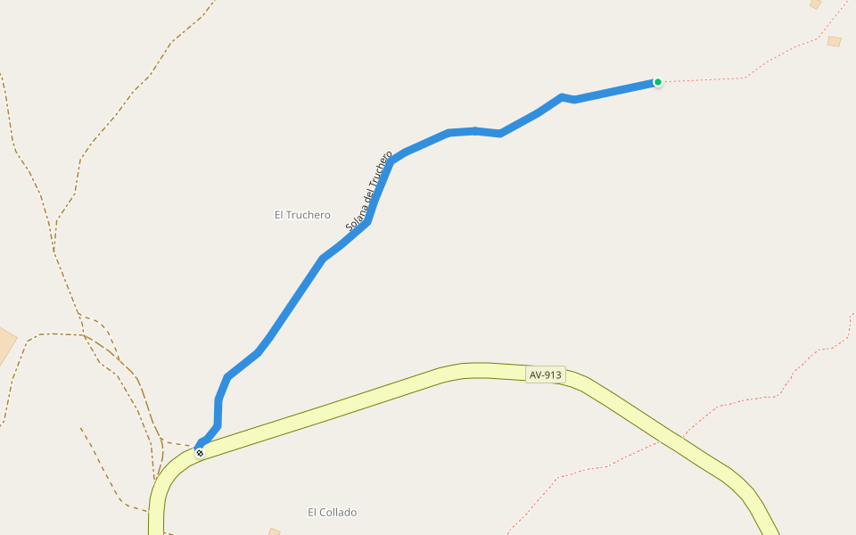 Solana del Truchero walking route map in Navarrevisca