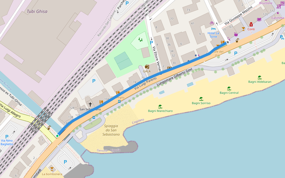 Via Luigi Parenti walking route map in Cogoleto