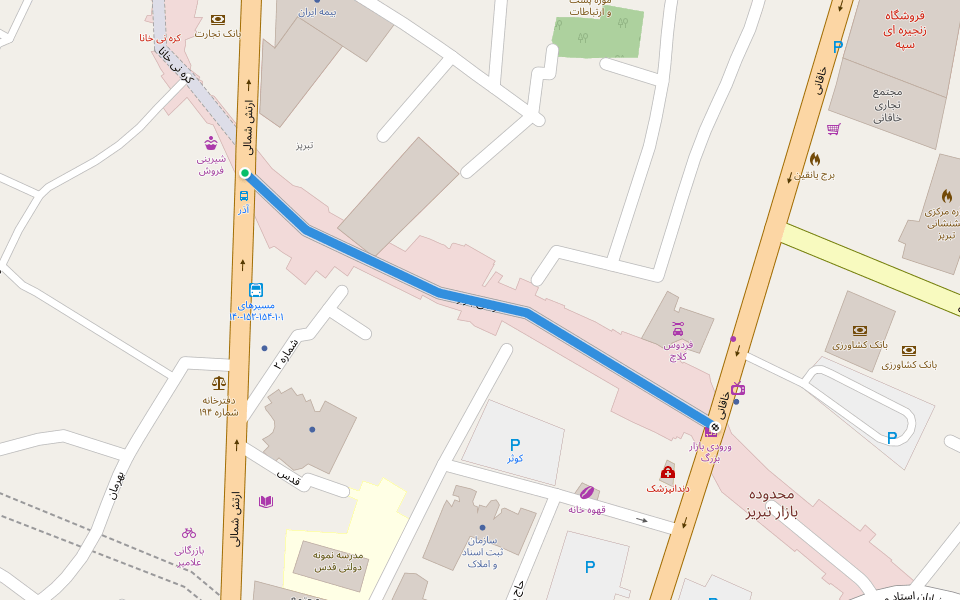 رهلی بازار walking route map in Tabriz