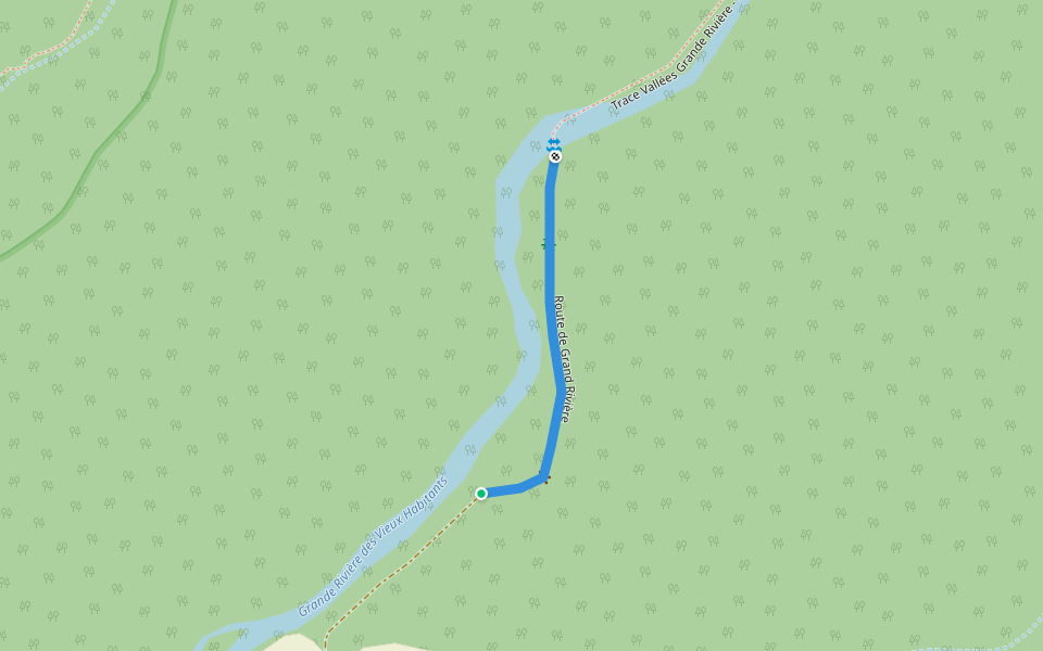 Route de Grand Rivière walking route map in Vieux-Habitants