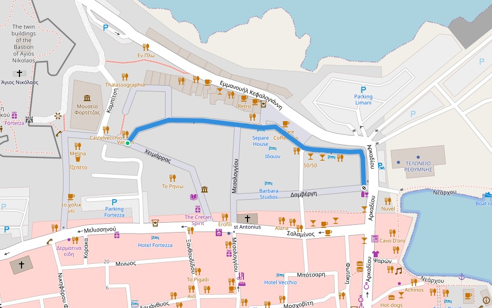 Μακεδονίας walking route map in Rethymno