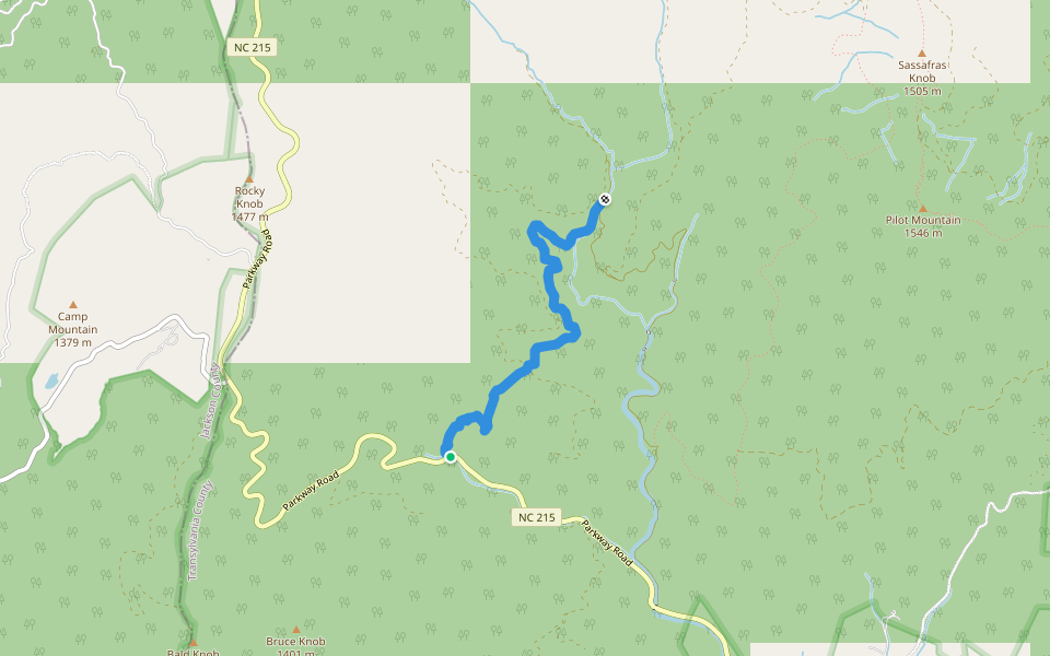 Summey Cove Trail walking route map in Balsam Grove