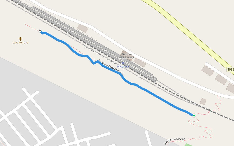 Cava Romana walking route map in Nicotera