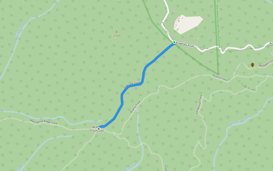 Pole Line Track walking route map in Anawhata