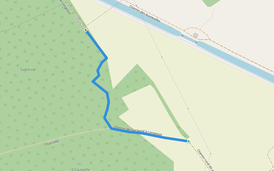 Chemin de Givrauval à Longeaux walking route map in Longeaux