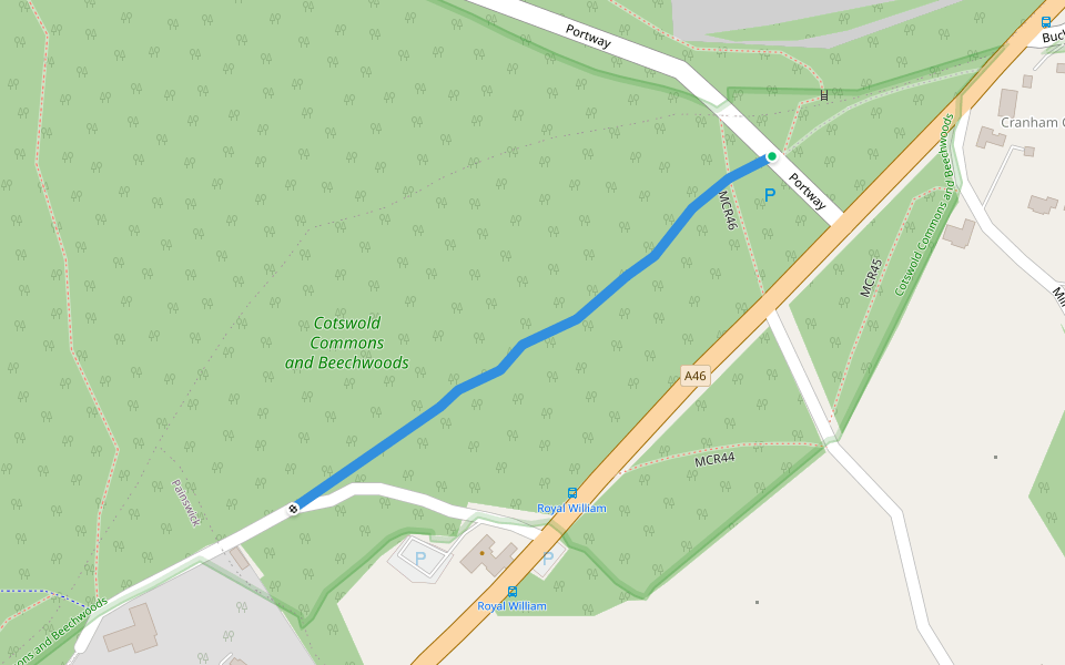 MCR47 Cotswold Way walking route map in Cranham