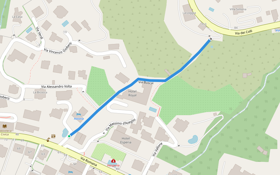 Strada comunale Goffin walking route map in Bordighera