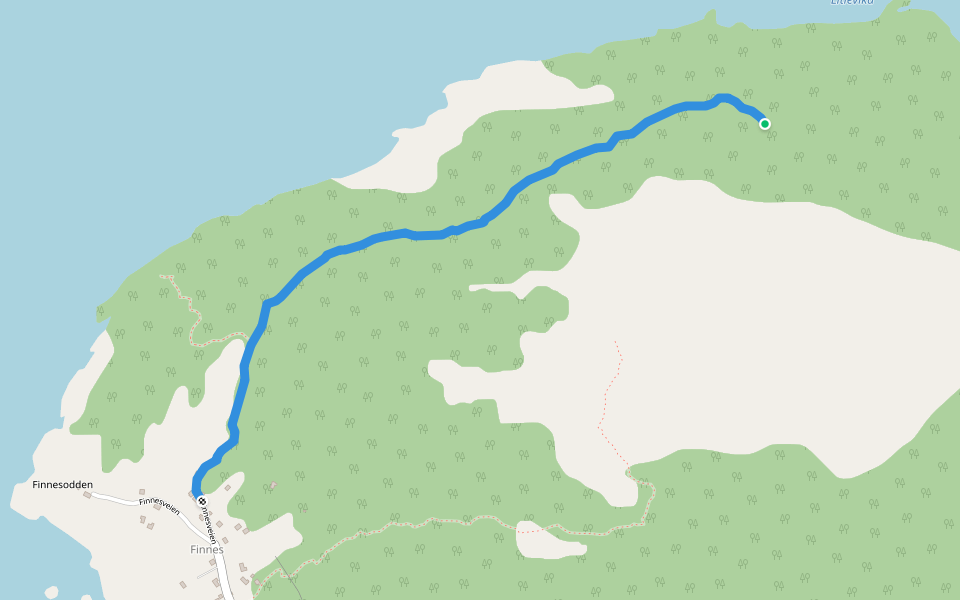 Leikvollen walking route map in Finnes