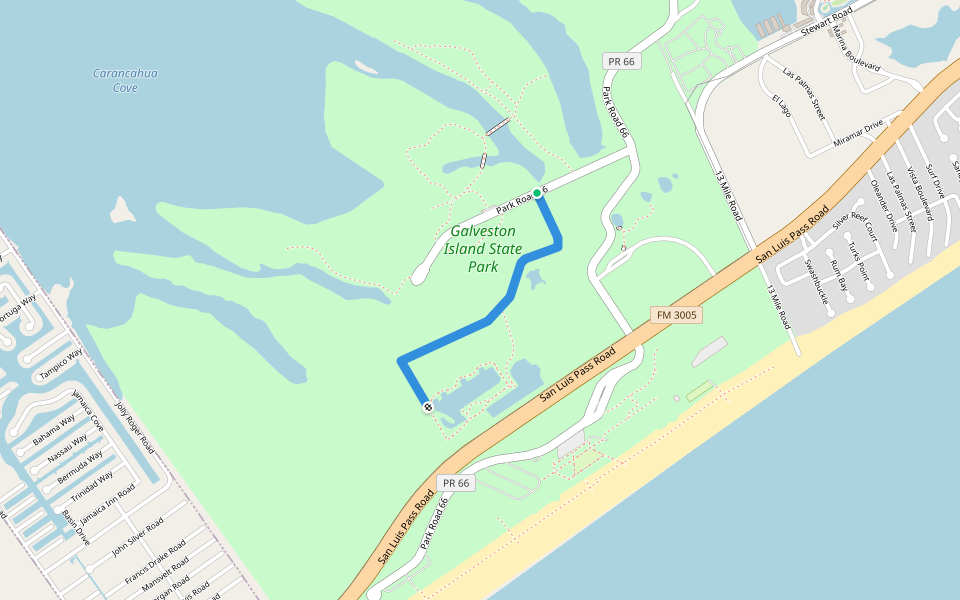 Prairie Trail walking route map in Galveston