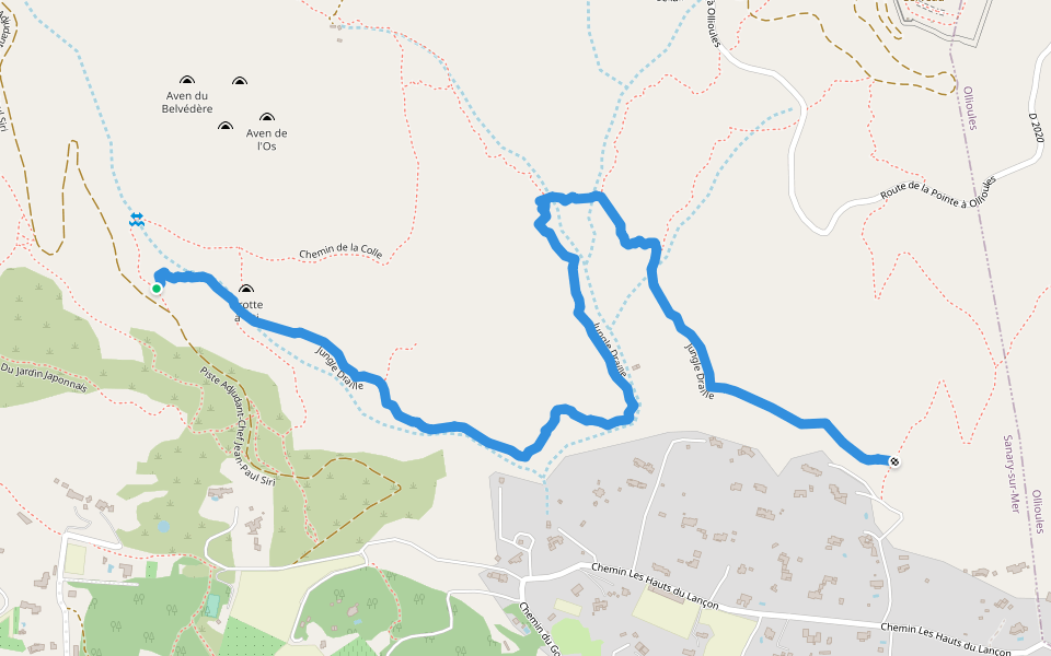Jungle Draille walking route map in Sanary-sur-Mer
