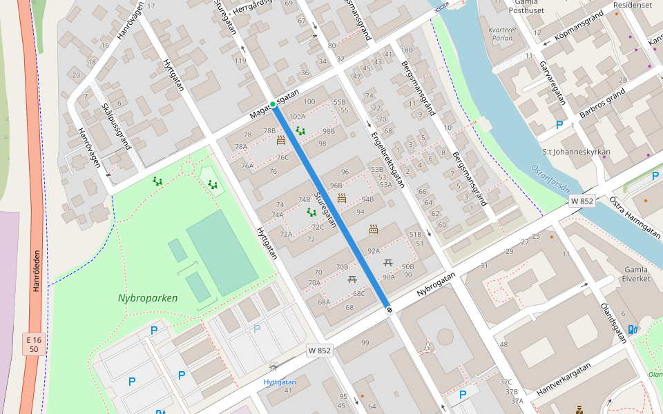 Sturegatan walking route map in Falun