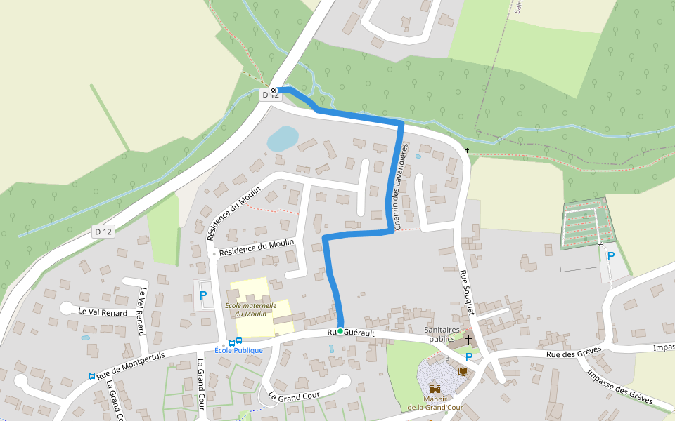 Chemin des Lavandières walking route map in Taden