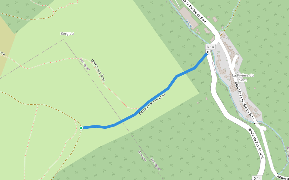 Passage de l'Antenne walking route map in Dourgne