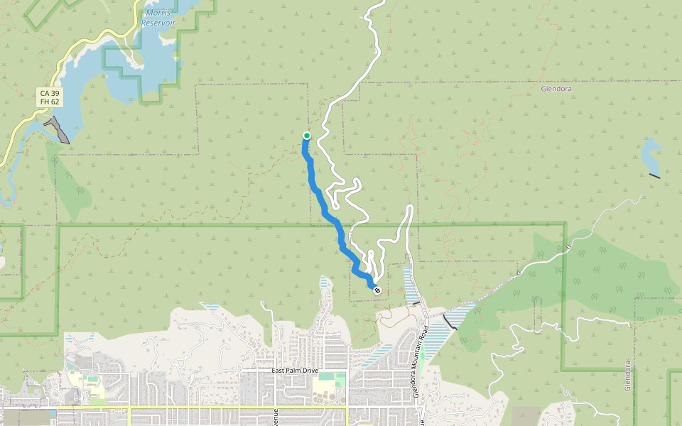 Upper Colby Trail walking route map in Glendora