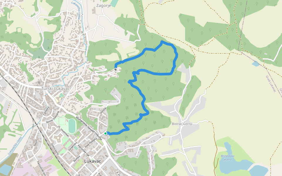 Čika Mišina staza walking route map in Lukavac