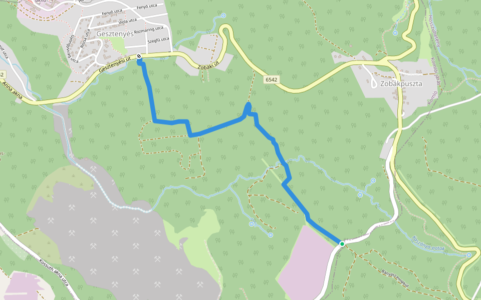 Bányász emlékút walking route map in Komló