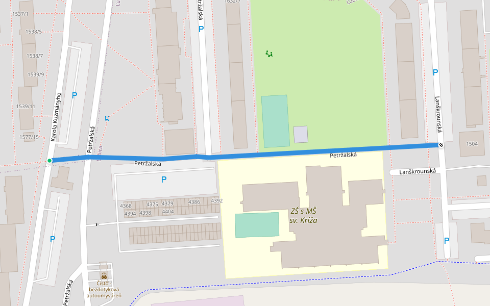Petržalská walking route map in Ľubica
