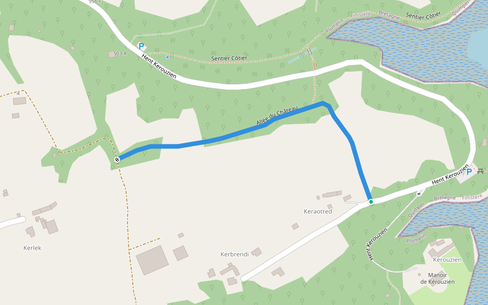 Allée du Château walking route map in Plomelin