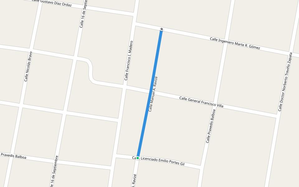 Calle Manuel A. Ravizé walking route map in Abasolo