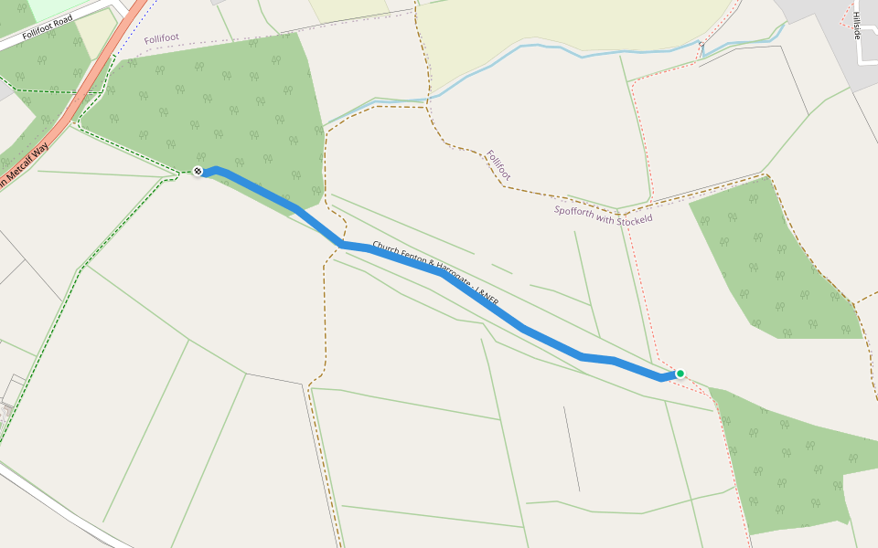Church Fenton & Harrogate - L&NER walking route map in Follifoot
