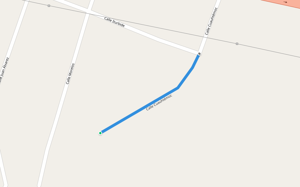 Calle Cuauhtémoc walking route map in San Miguel Zapotitlán