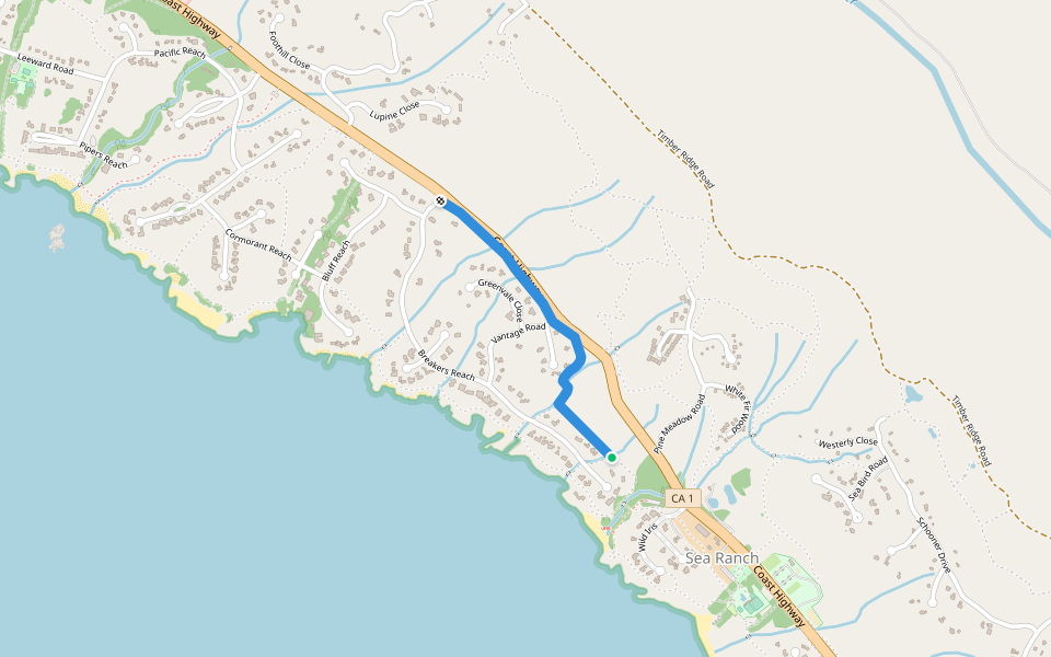 Breaker Meadow Trail walking route map in Sea Ranch