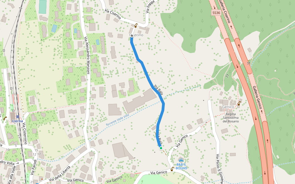 Via Bala walking route map in Lierna