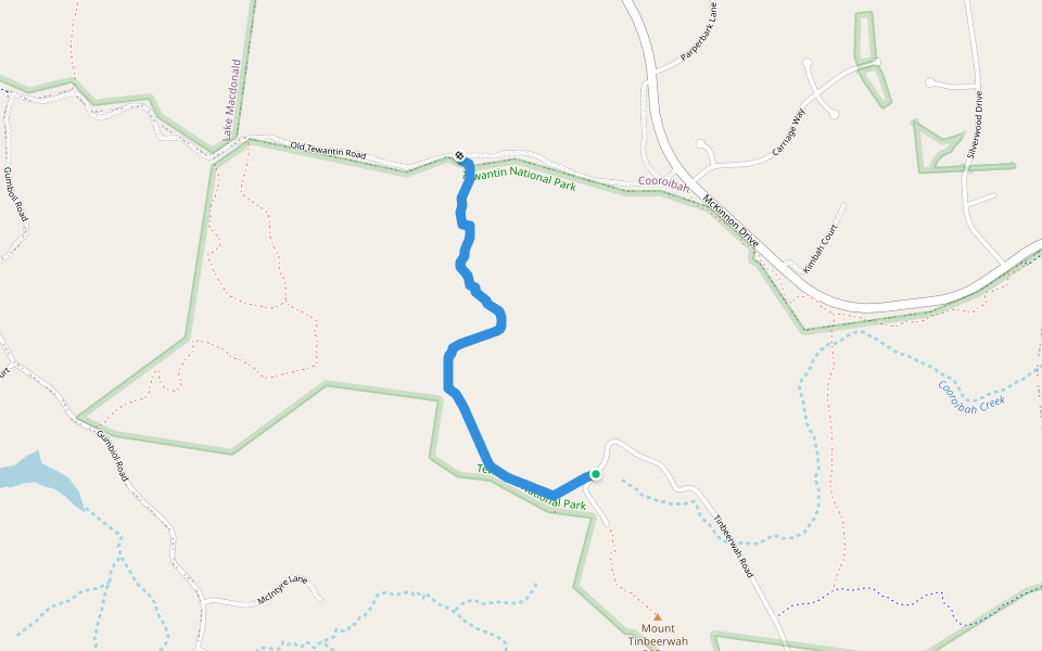 Mt Timbeerwah Goat Track walking route map in Tinbeerwah