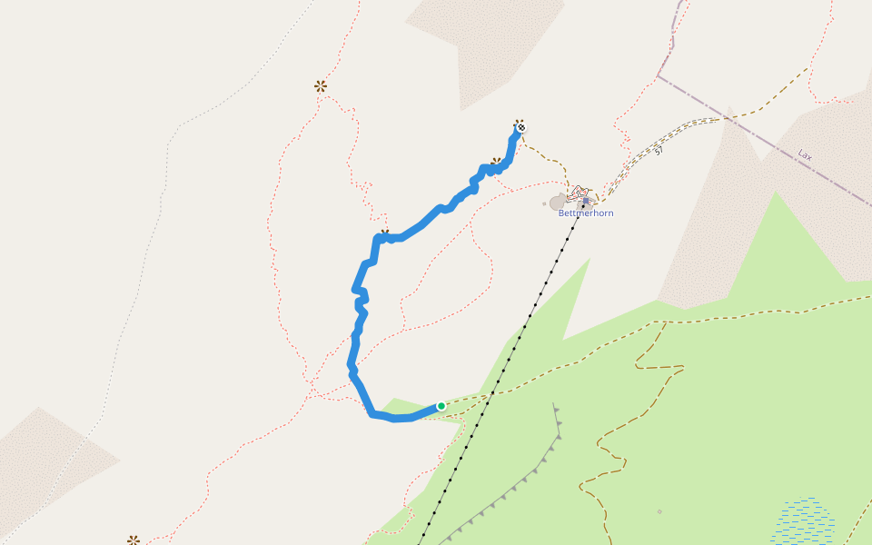 Schönbiel - Bettmerhorn (Bergstation) walking route map in Bettmeralp