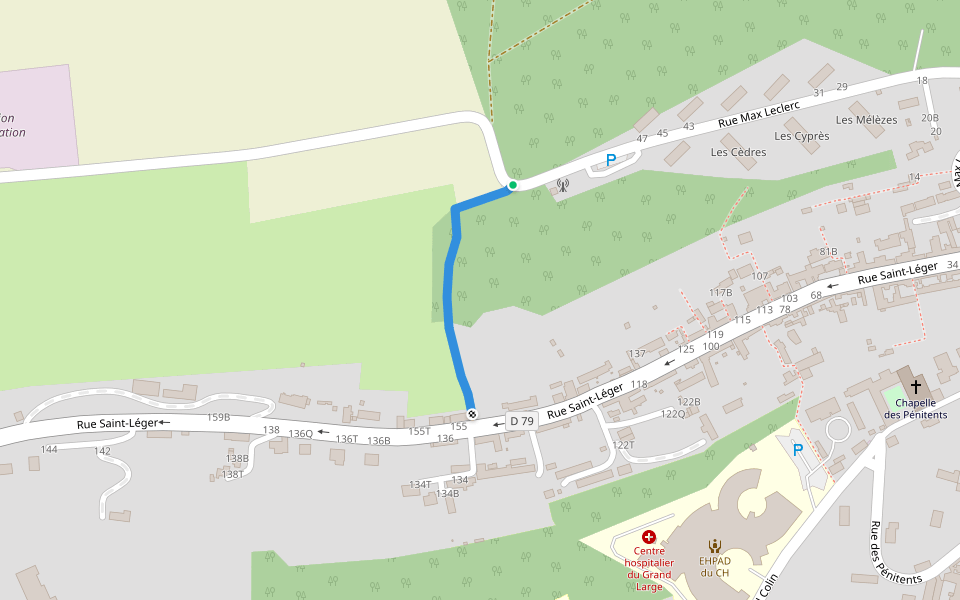 Sente Rurale de la Rue Saint-Léger à la Falaise walking route map in Saint-Valery-en-Caux