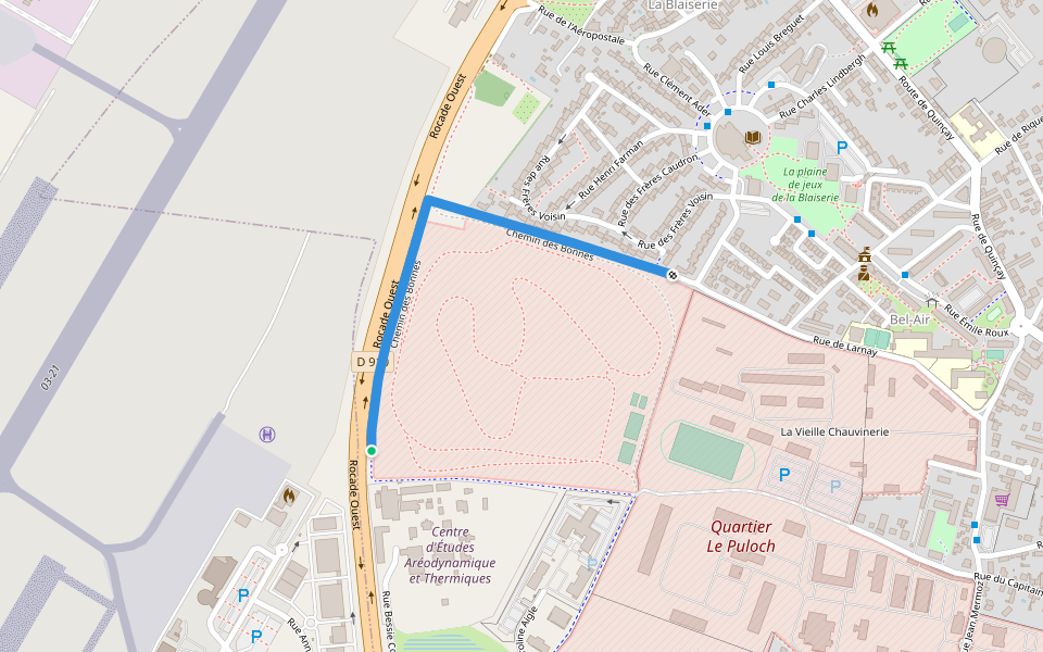 Chemin des Bonnes walking route map in Biard