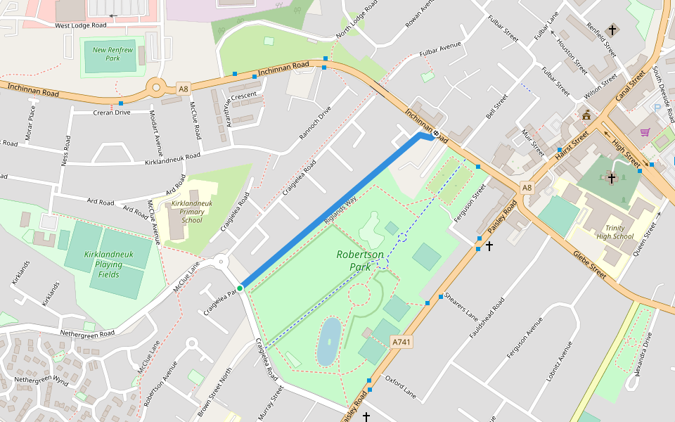 Riglands Way walking route map in Renfrew