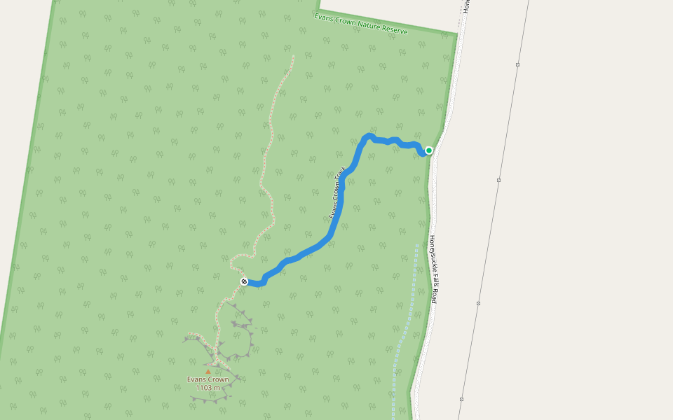 Evans Crown Track walking route map in Sodwalls