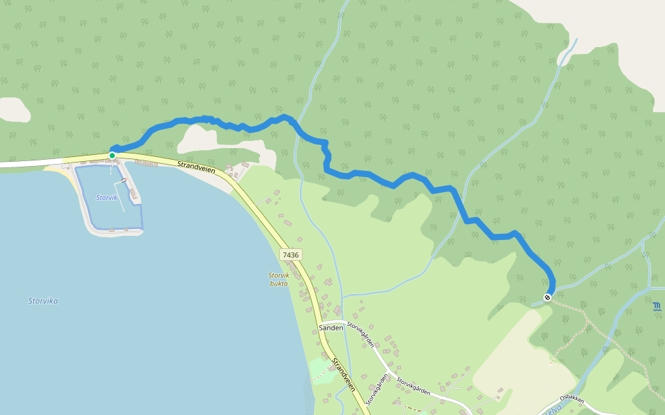 Storvik natursti walking route map in Storvika