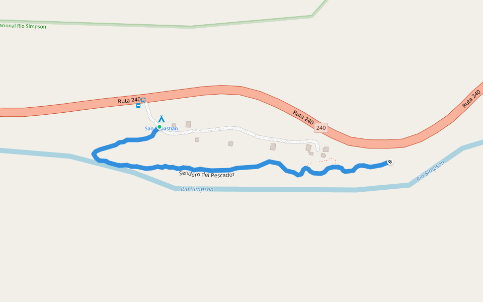 Sendero del Pescador walking route map in Farellones