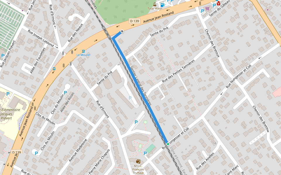 Sentier Latéral des Tannières walking route map in Saint-Leu-la-Forêt