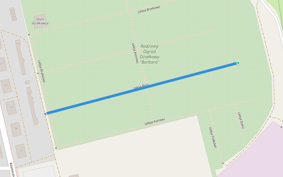 (aleja Róż) walking route map in Katowice