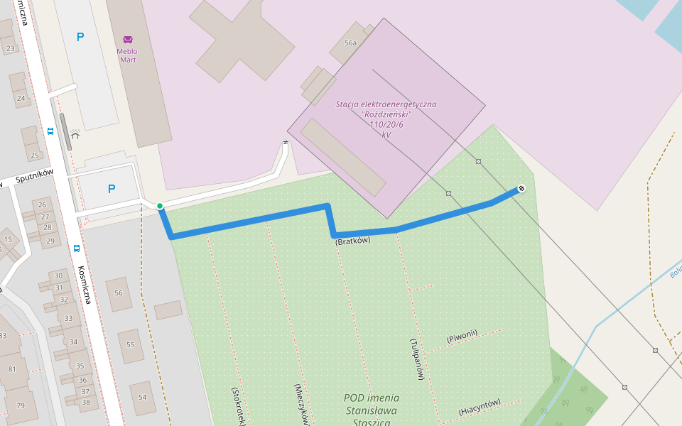 (Bratków) walking route map in Katowice