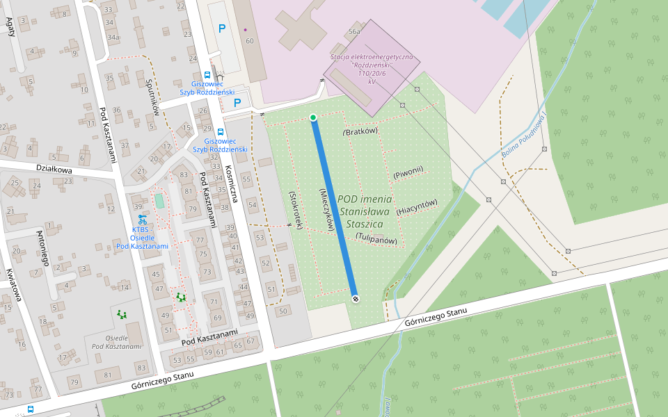 (Mieczyków) walking route map in Katowice