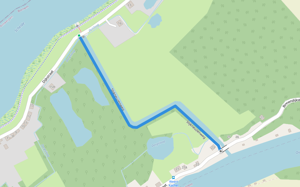 Slijkneuzenweg walking route map in Bornem