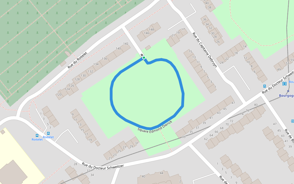 Square Edmond Dierick walking route map in Tourcoing