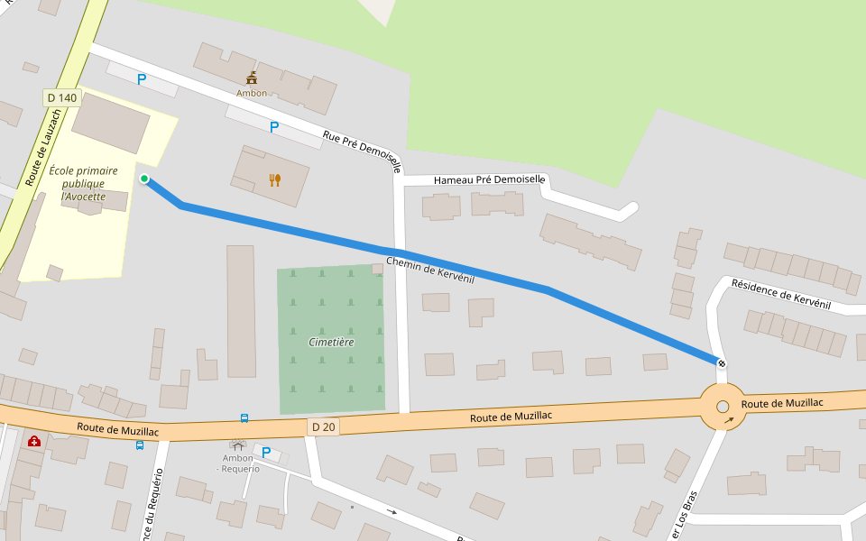 Chemin de Kervénil walking route map in Ambon