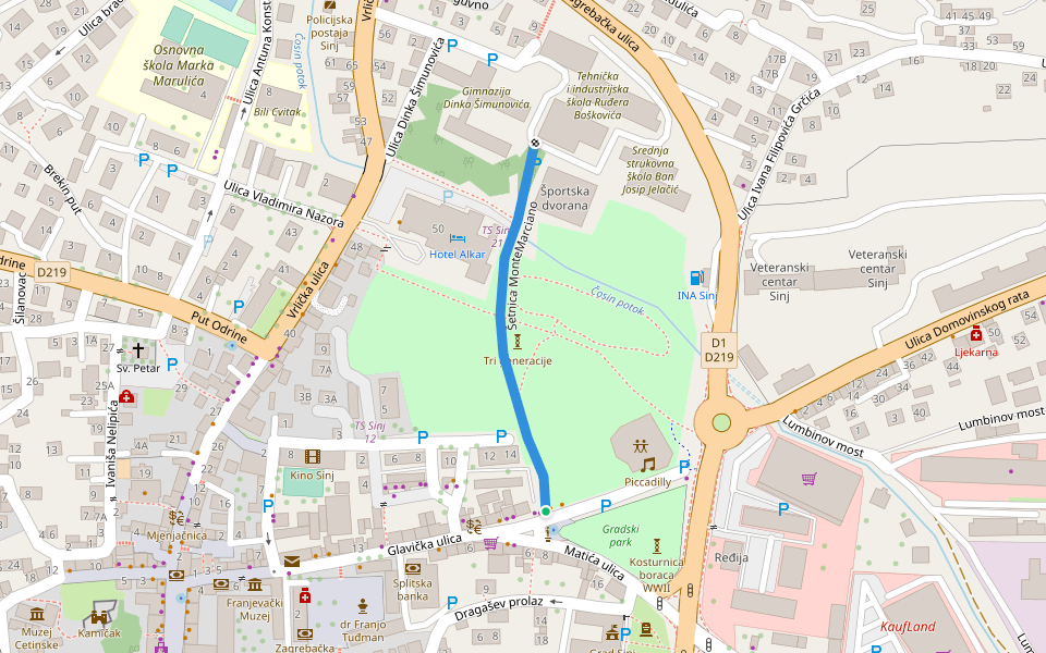 Šetnica MonteMarciano walking route map in Sinj